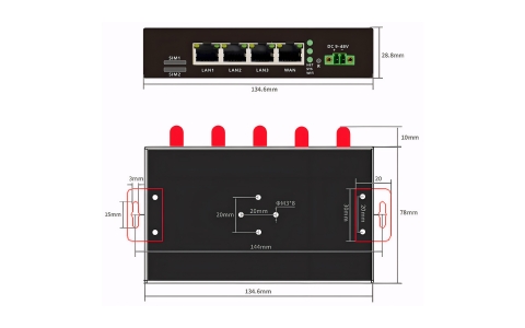 YLX-M28L4  4G双卡工业路由器4网口双RS485串口