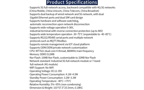 YLX-M21L2S 5G Industrial Router with SIM Card Slot